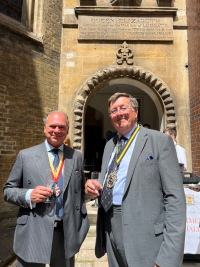 The Master Fletcher and the Master Furniture Maker at the newly opened Carmen Hall